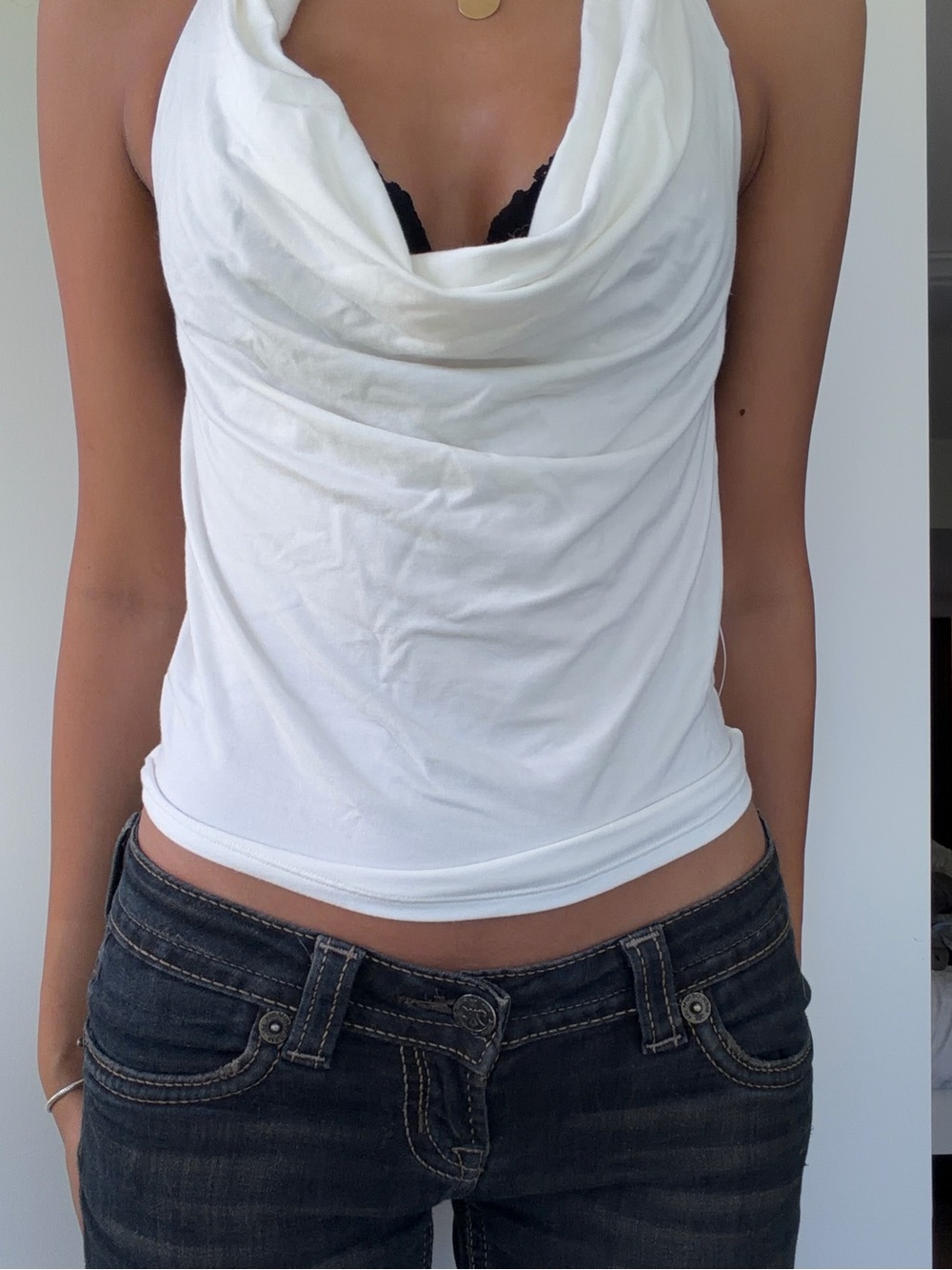 Edikted White Draped Cowl Neck Camisole